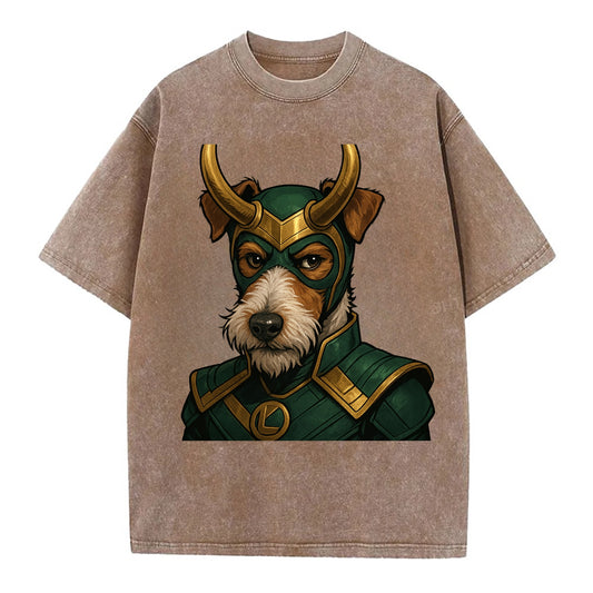 Fox Terrier Loki  - Vintage T-shirt - Brown