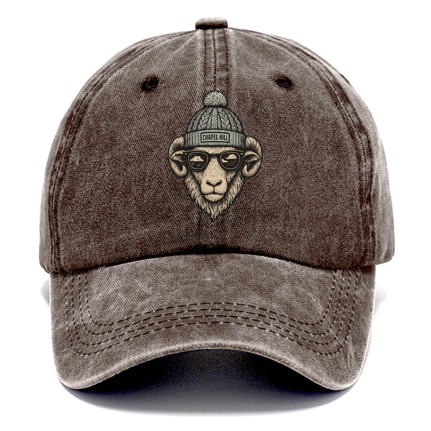 Chapel Hill Tar Heel Ram wearing UNC bea - Classic Cap - Brown