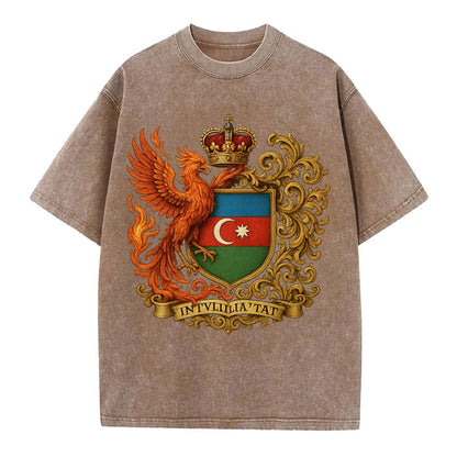 Azerbaijan Fire Phoenix Emblem  - Vintage T-shirt - Brown