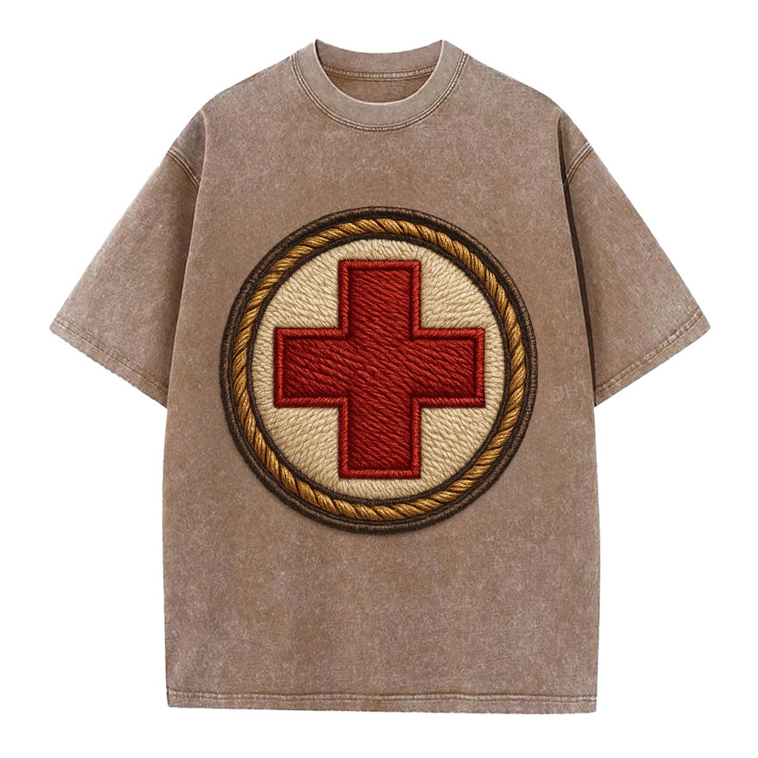 Medical Cross  - Vintage T-shirt - Brown