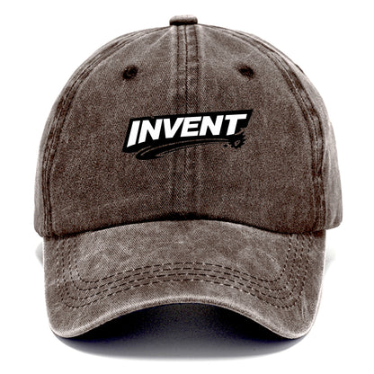 Bold typography design - "INVENT" - creating new things, originating - Classic Cap - Brown
