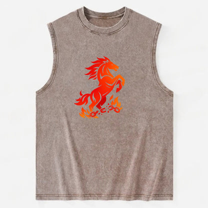 FREEDOM FLAMES | Wild horse breaking fire chains | Liberation | Barriers - Vintage Washed Tank - Brown