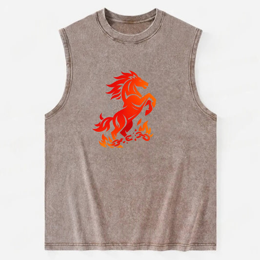 FREEDOM FLAMES | Wild horse breaking fire chains | Liberation | Barriers - Vintage Washed Tank - Brown