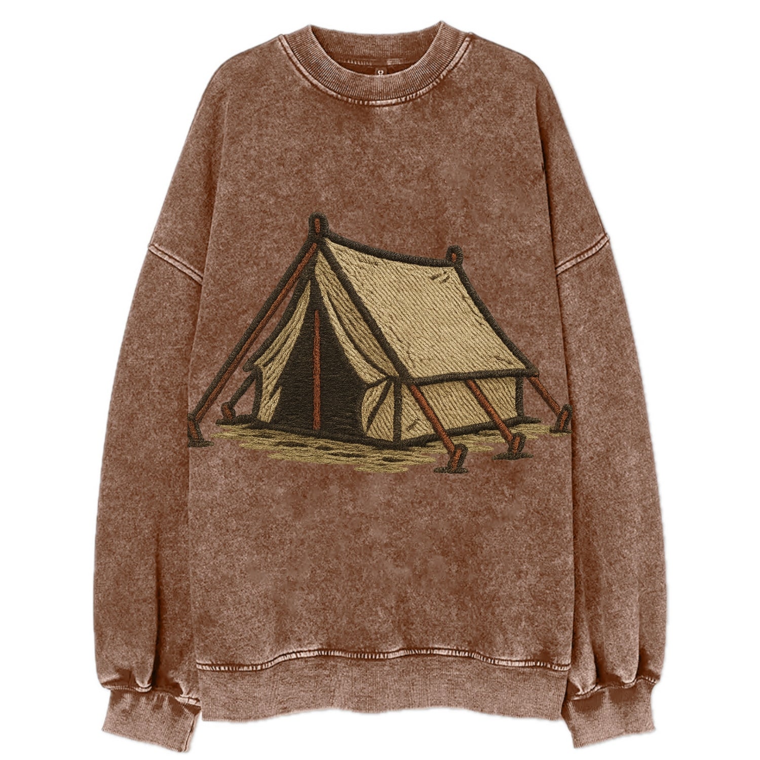 Camping Tent  - Vintage Sweatshirt - Brown