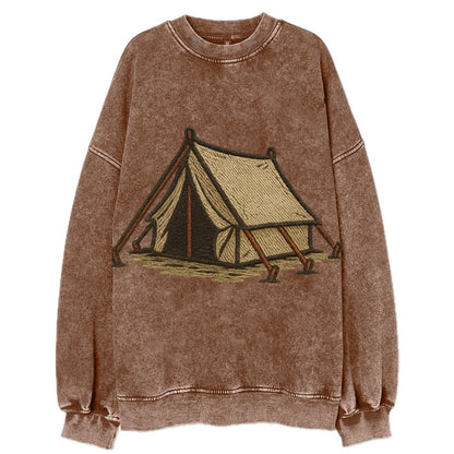 Camping Tent  - Vintage Sweatshirt - Brown