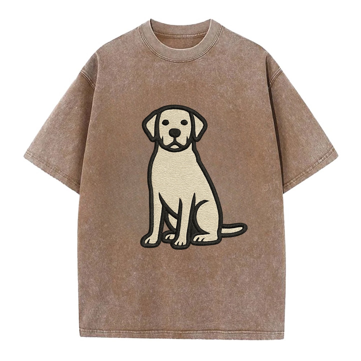 Goldador - Golden Lab mix sitting pose - Vintage T-shirt - Brown