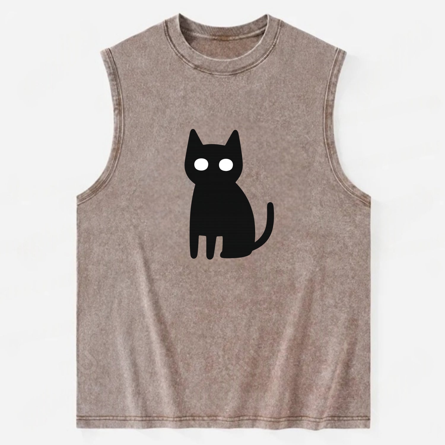 YOU MUST EMBRACE THE VOID | Black cat st - Vintage Washed Tank - Brown