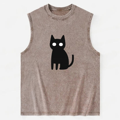 YOU MUST EMBRACE THE VOID | Black cat st - Vintage Washed Tank - Brown