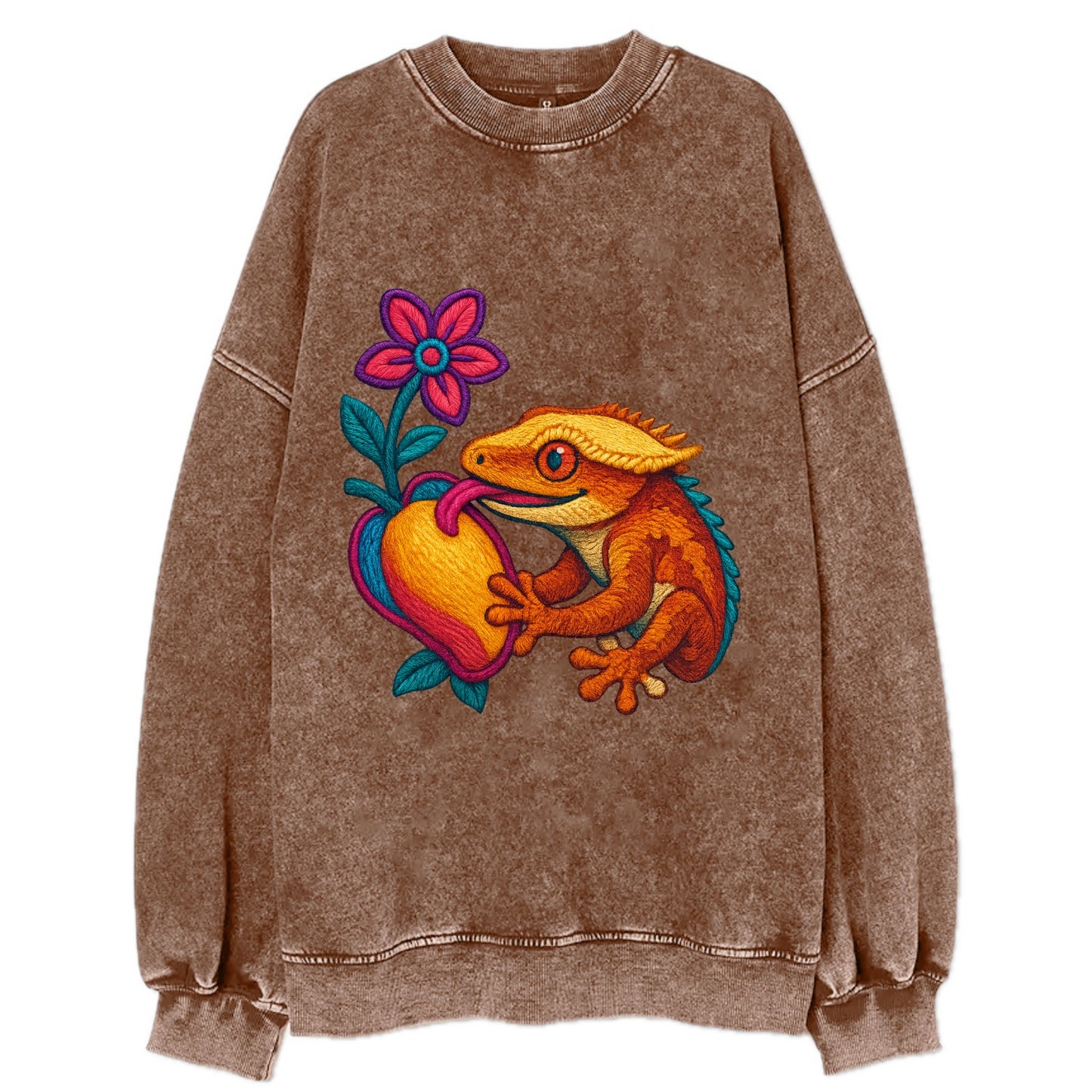 Crested Gecko - Vintage Sweatshirt - Brown