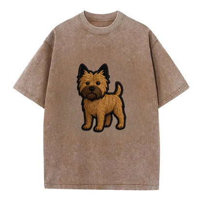 Cairn Terrier - Modern shaggy design wit - Vintage T-shirt - Brown