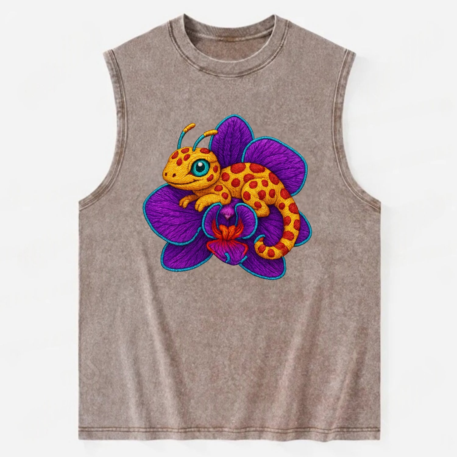 Leopard Orchid - Vintage Washed Tank - Brown