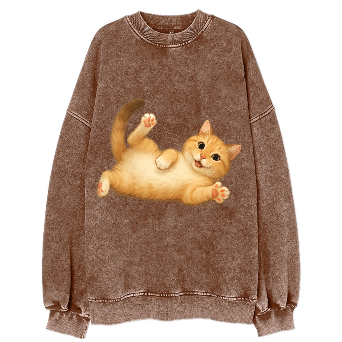 Therapy Cat  - Vintage Sweatshirt - Brown