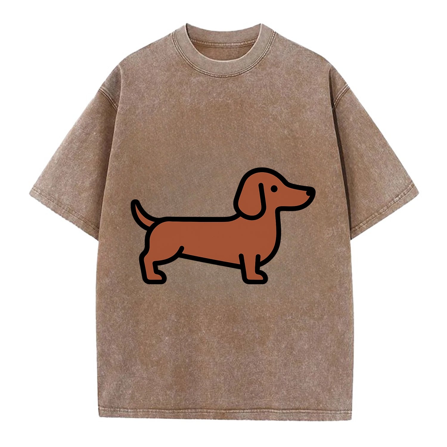 Dachshund - Red/brown smooth flat side profile - Vintage T-shirt - Brown