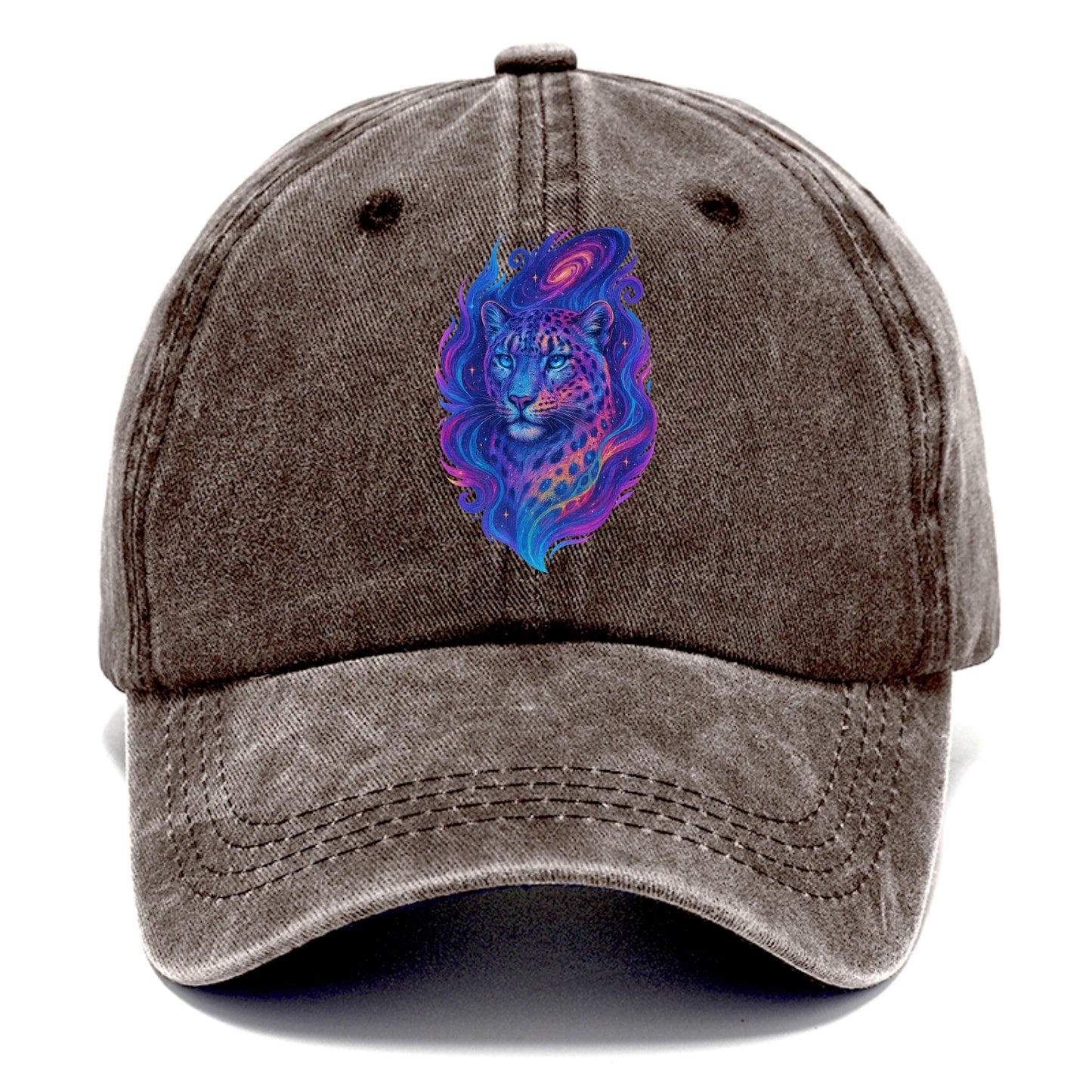 Majestic snow leopard with rainbow gradient spots, crystalline flowing patterns, - Classic Cap - Brown