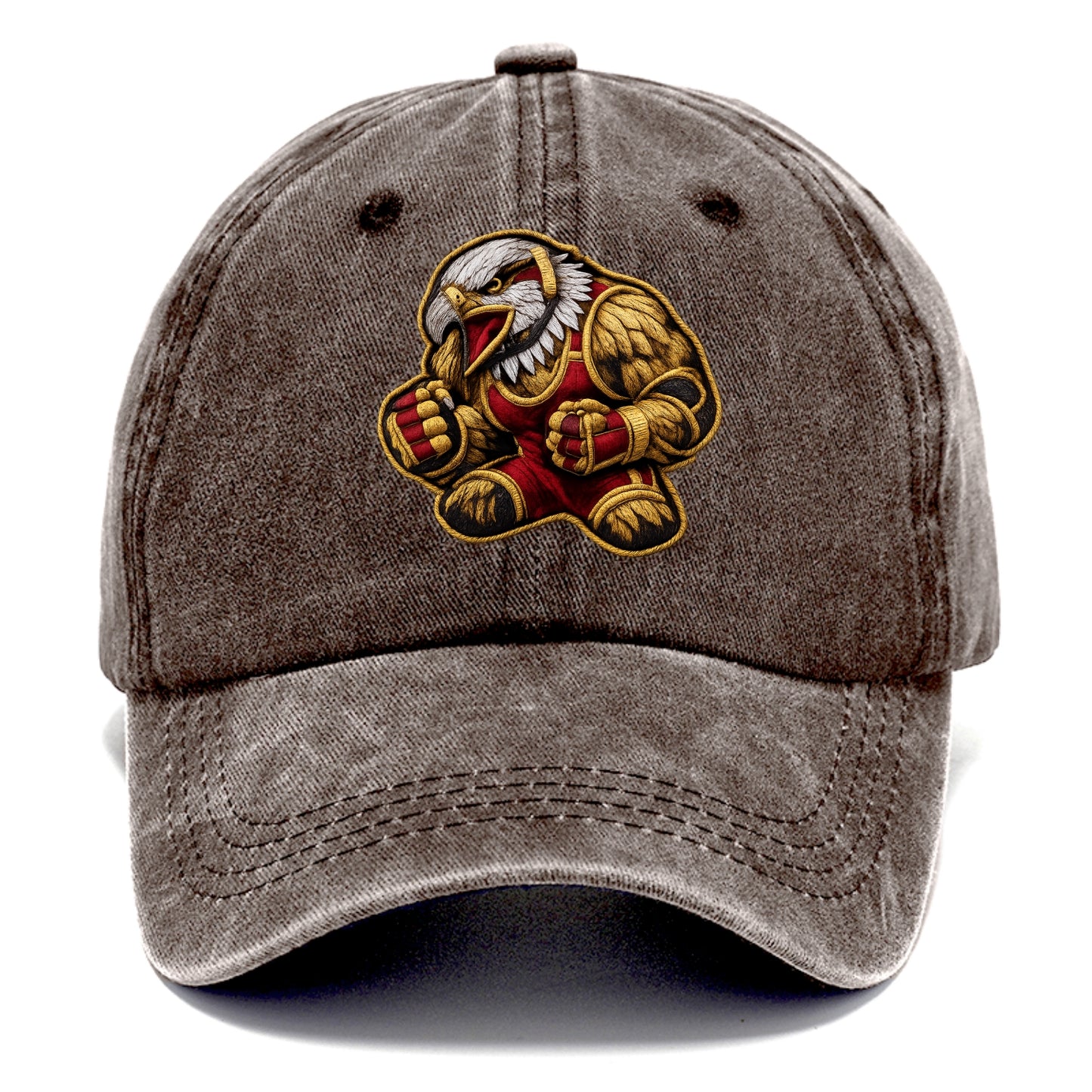 Embroidered patch design - WRESTLING EAGLE - fierce eagle with wrestling singlet in - Classic Cap - Brown