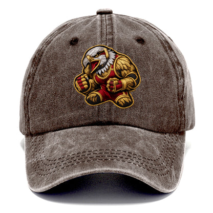 Embroidered patch design - WRESTLING EAGLE - fierce eagle with wrestling singlet in - Classic Cap - Brown