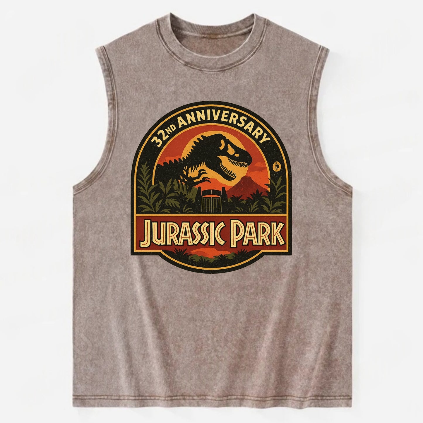Jurassic Park 32nd Anniversary - Vintage Washed Tank - Brown