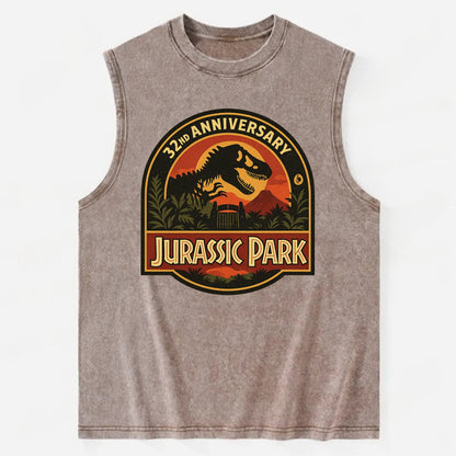 Jurassic Park 32nd Anniversary - Vintage Washed Tank - Brown