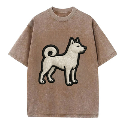 Kishu Ken - Contemporary white hunter de - Vintage T-shirt - Brown