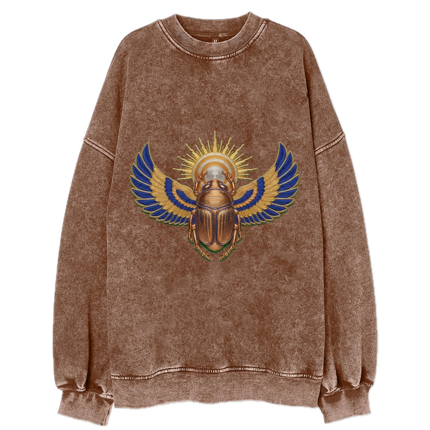 Winged Scarab - Vintage Sweatshirt - Brown