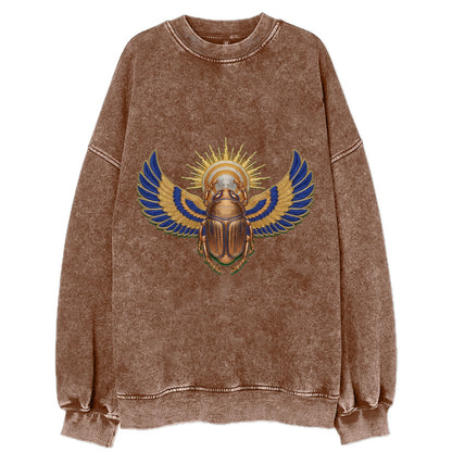 Winged Scarab - Vintage Sweatshirt - Brown