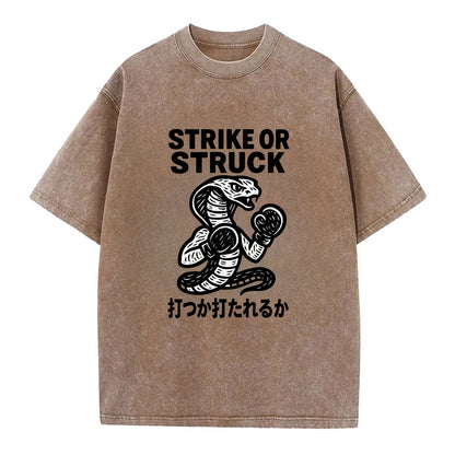 Strike or Struck - Cobra wearing boxing Vintage T-shirt - Brown