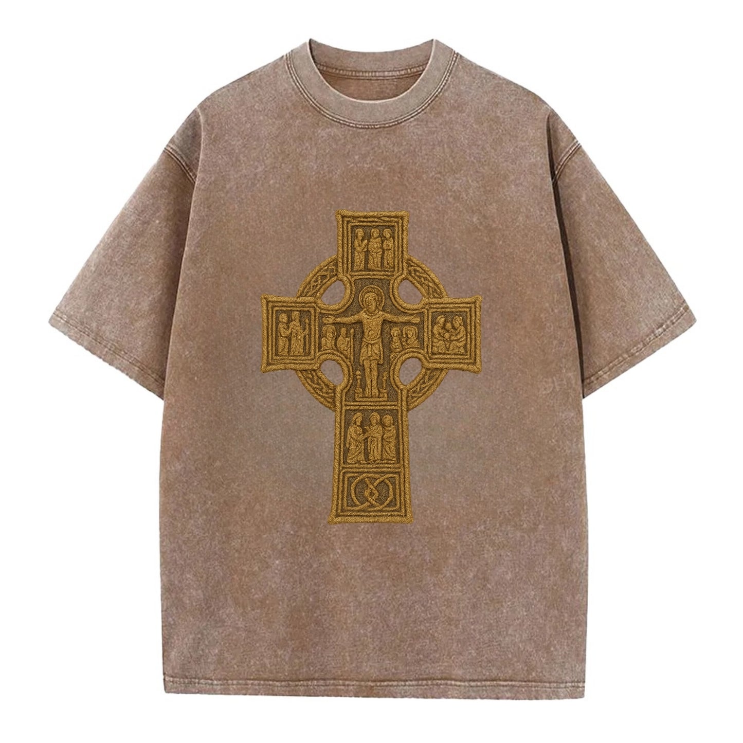 Monasterboice Cross - Vintage T-shirt - Brown