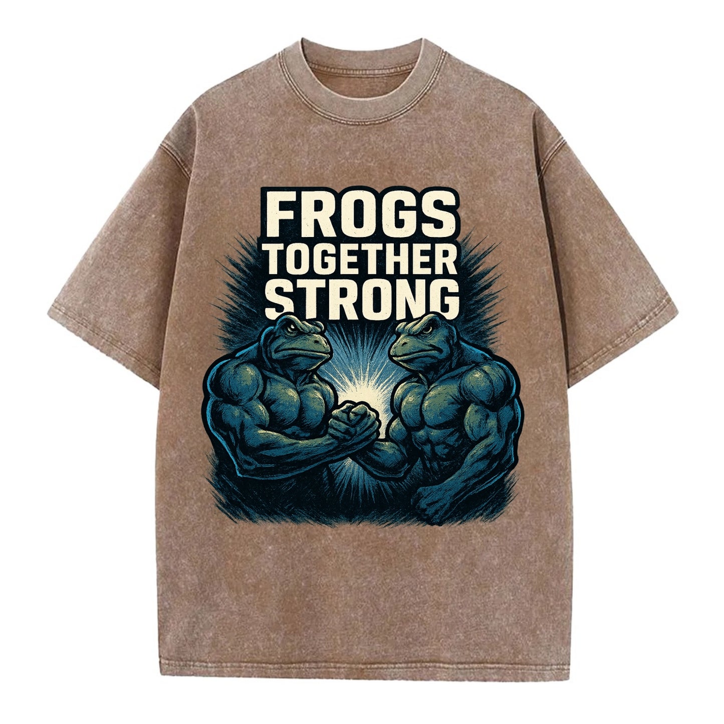 Frogs Together Strong 4 - Vintage T-shirt - Brown