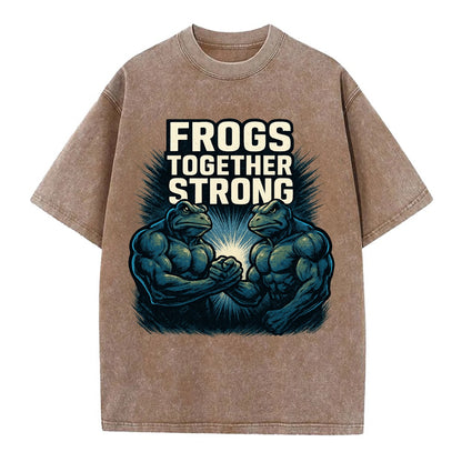 Frogs Together Strong 4 - Vintage T-shirt - Brown