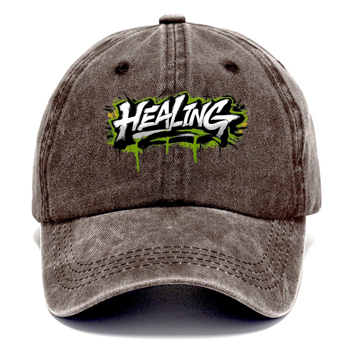 Bold typography design - "HEALING" - in recovery, getting better - Classic Cap - Brown