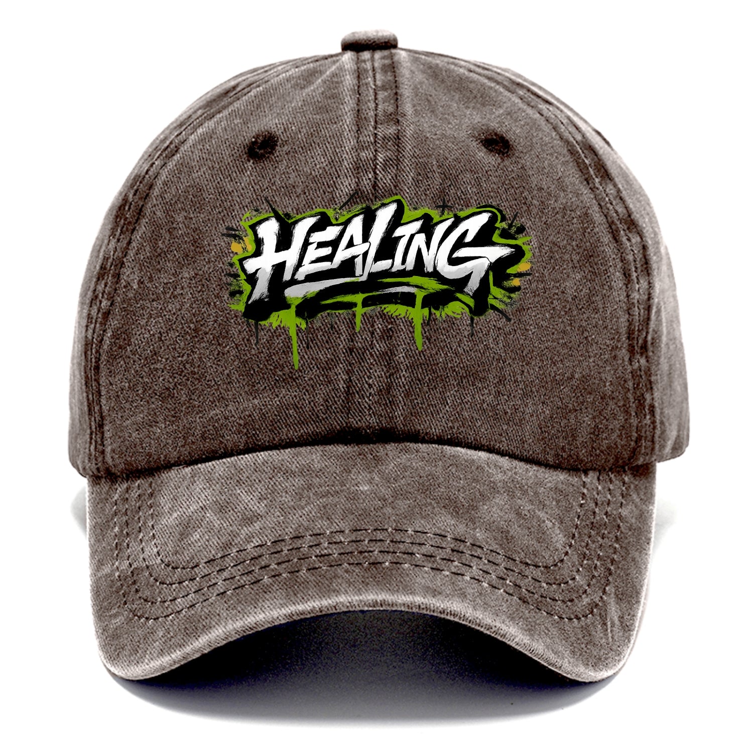 Bold typography design - "HEALING" - in recovery, getting better - Classic Cap - Brown
