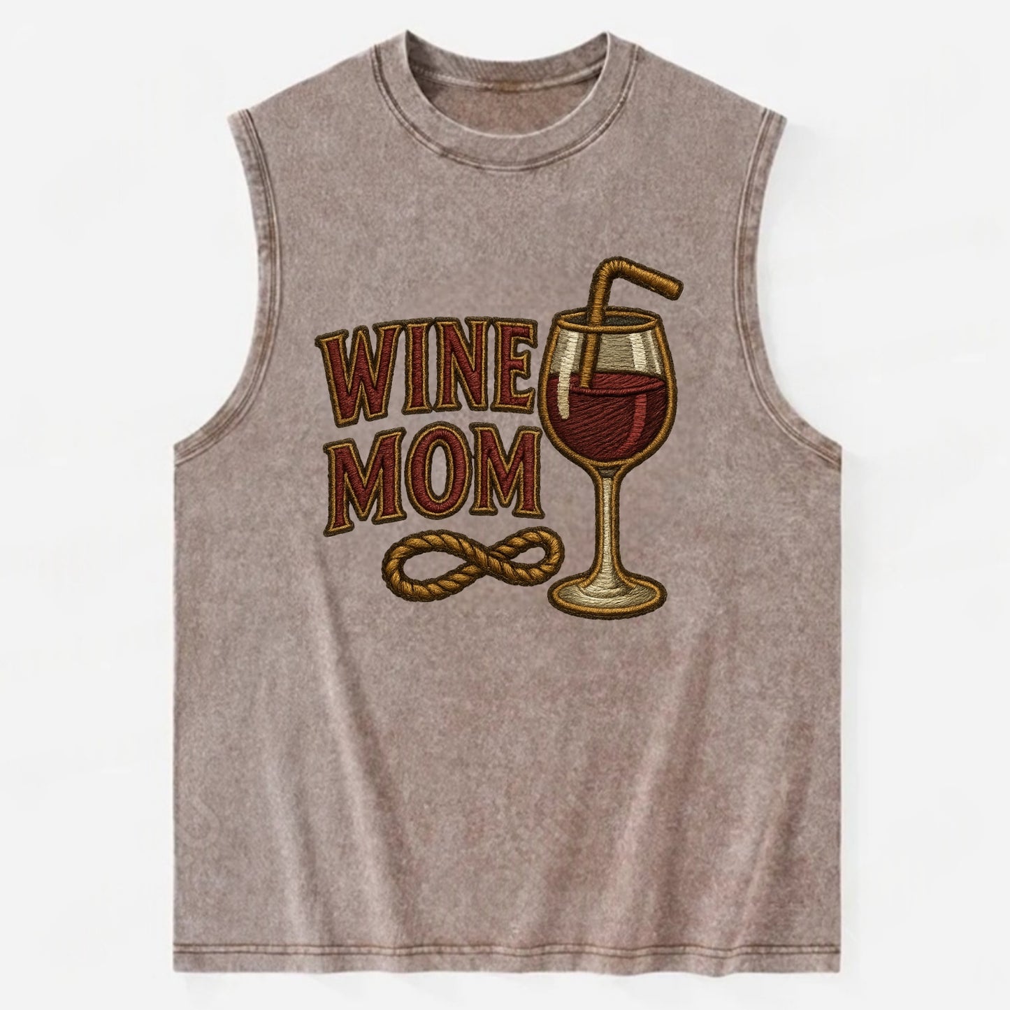 Wine Mom  - Vintage Washed Tank - Brown