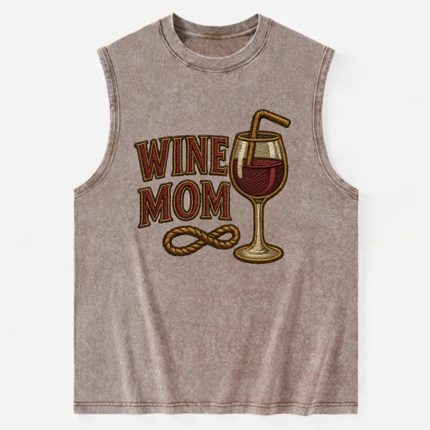 Wine Mom  - Vintage Washed Tank - Brown