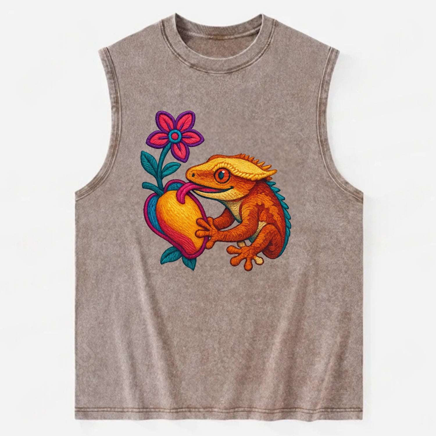 Crested Gecko - Vintage Washed Tank - Brown