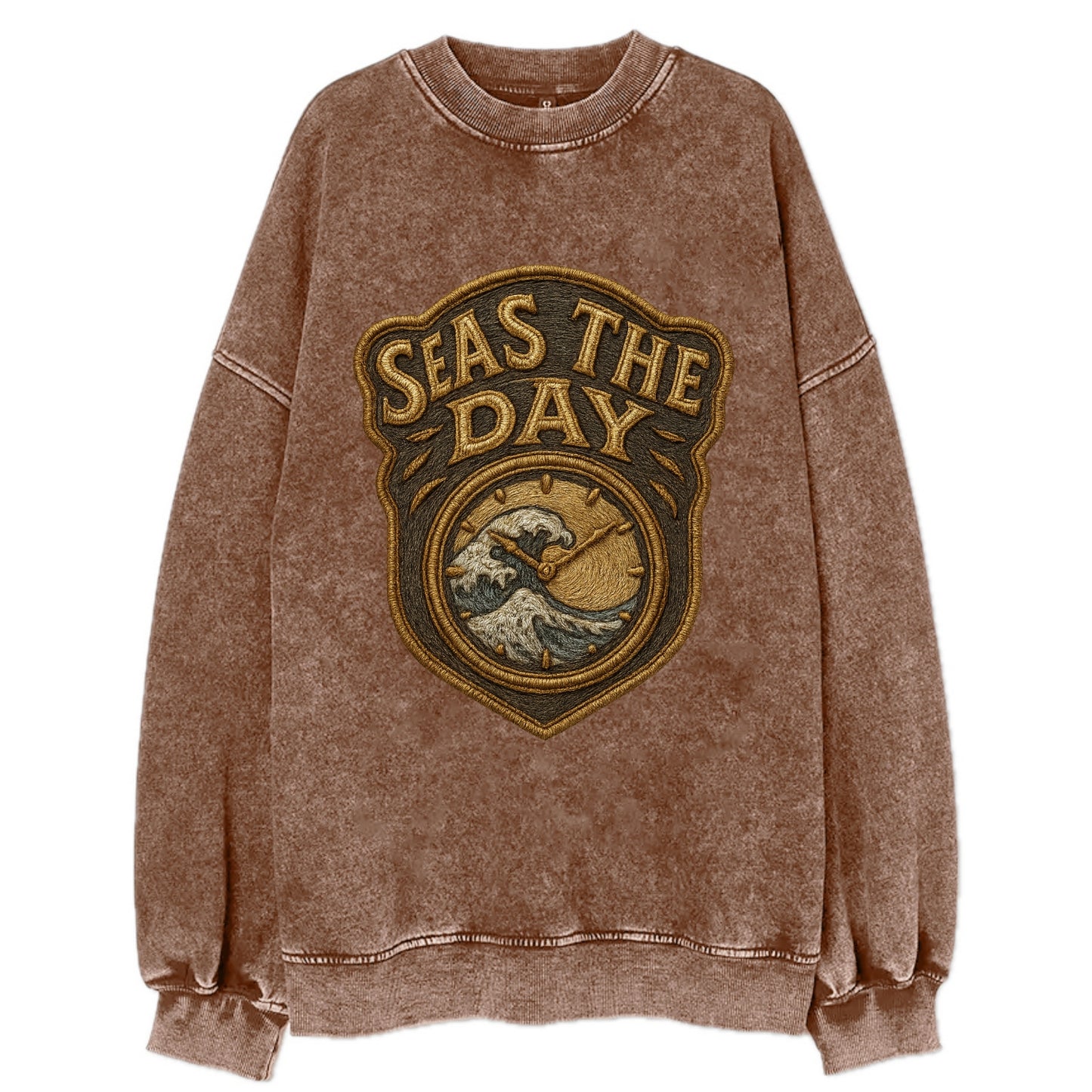 Seas The Day  - Vintage Sweatshirt - Brown