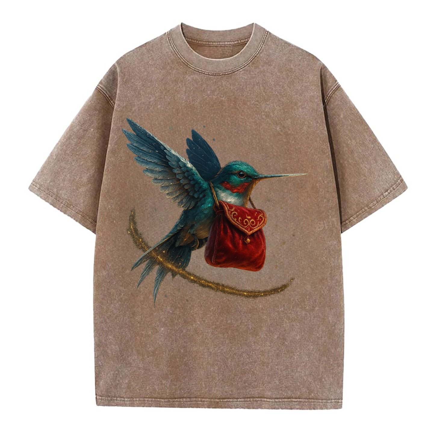 Frostbite Hummingbird Courier  - Vintage T-shirt - Brown