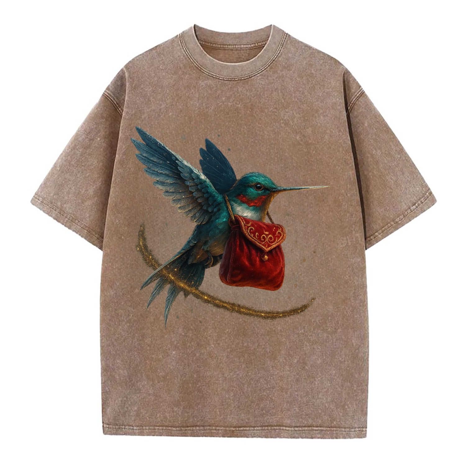 Frostbite Hummingbird Courier  - Vintage T-shirt - Brown