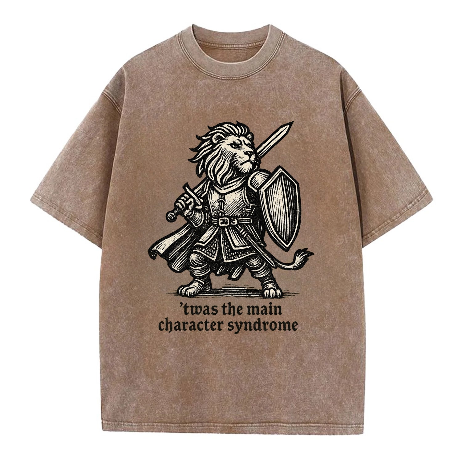 Main Character Syndrome Lion  - Vintage T-shirt - Brown