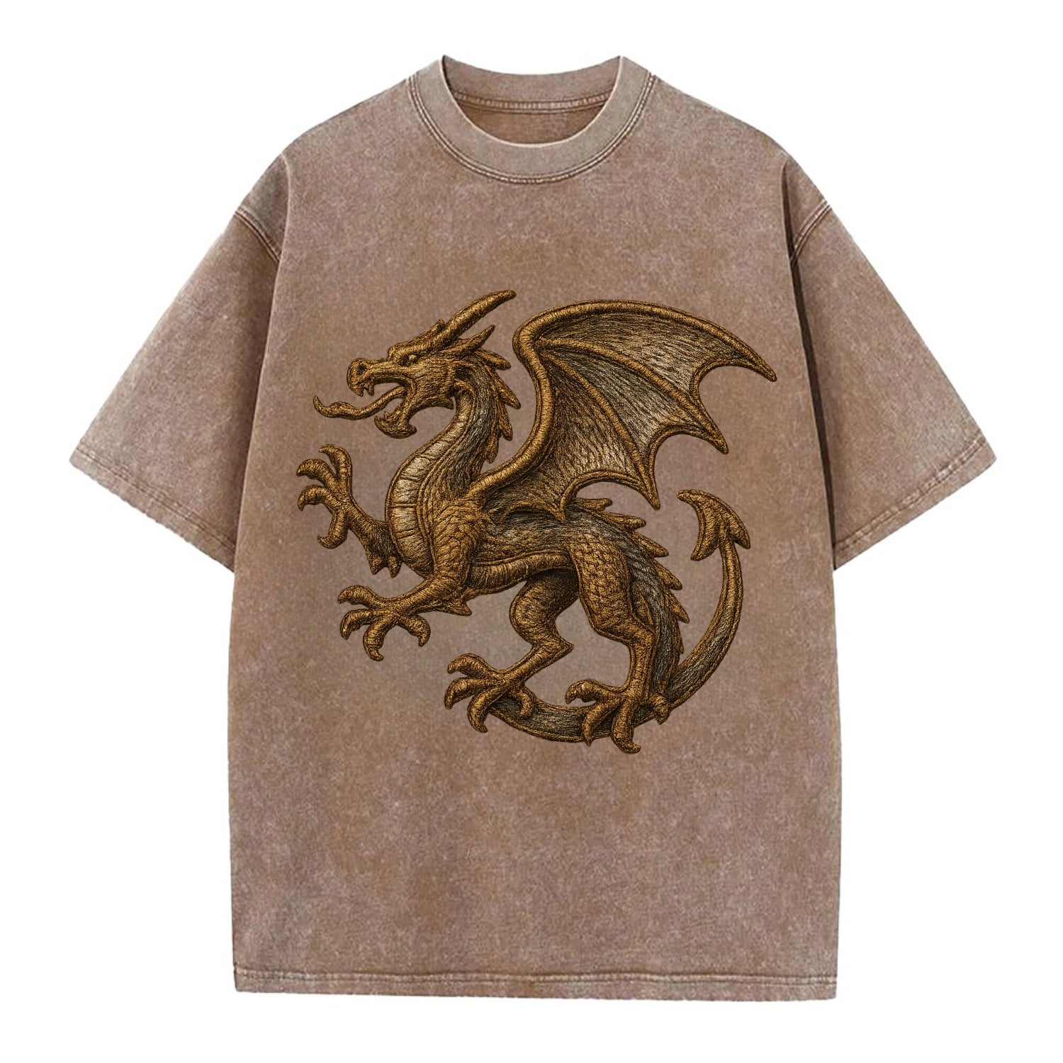 Dragon Silhouette  - Vintage T-shirt - Brown