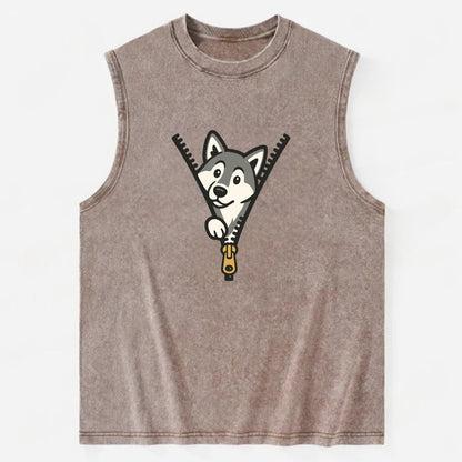 Alaskan Malamute - Vintage Washed Tank - Brown