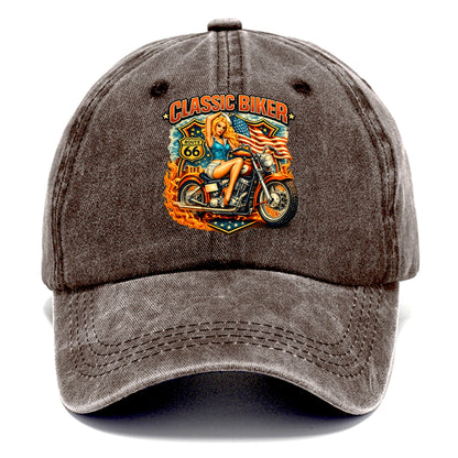 Classic Pinup Biker - Classic Cap - Brown