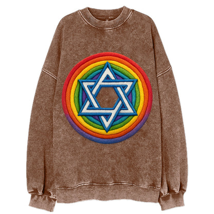 Star of David  - Vintage Sweatshirt - Brown