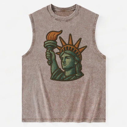 Statue of Liberty  - Vintage Washed Tank - Brown