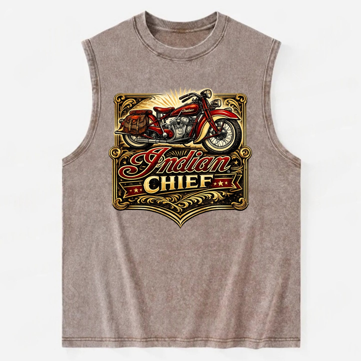 Classic Indian Chief - Vintage Washed Tank - Brown