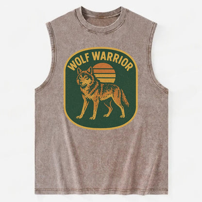 Wolf Warrior  - Vintage Washed Tank - Brown