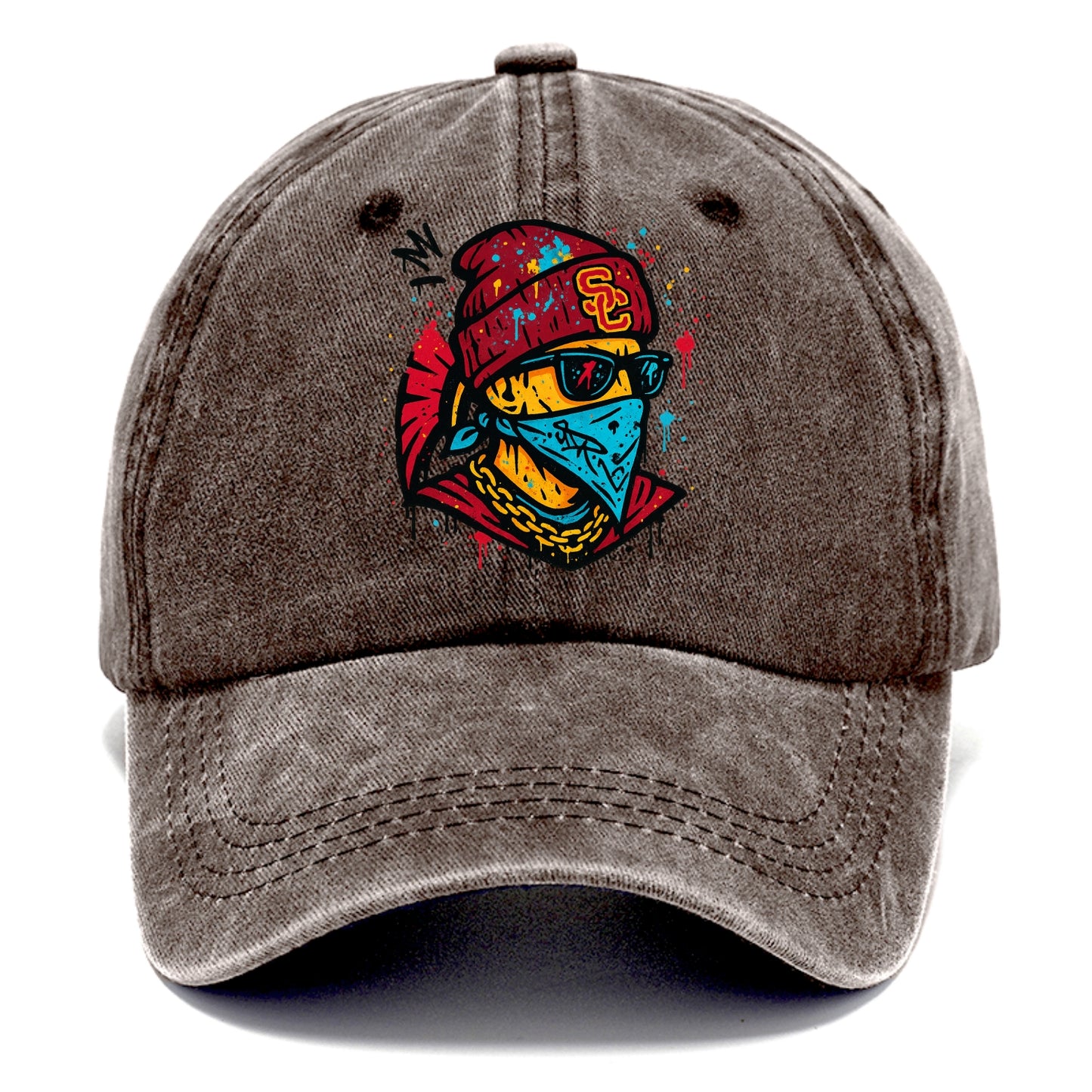 Los Angeles Trojan wearing USC beanie with SC patch - Classic Cap - Brown