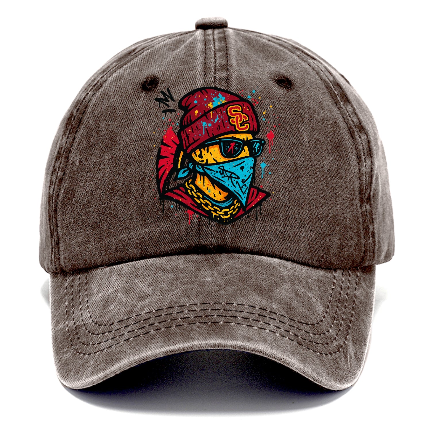 Los Angeles Trojan wearing USC beanie with SC patch - Classic Cap - Brown