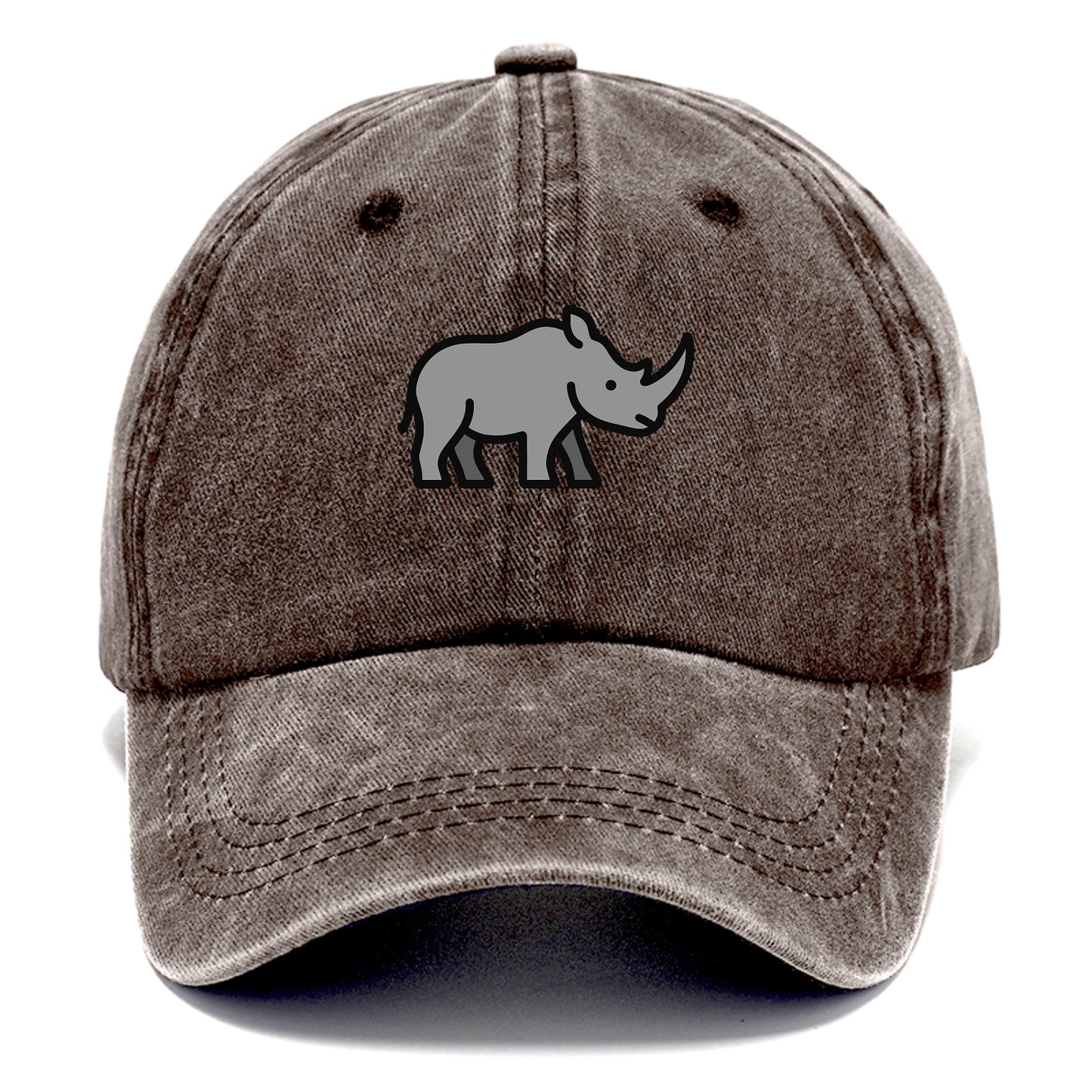 Rhinoceros - Gray with horn flat side profile - Classic Cap - Brown