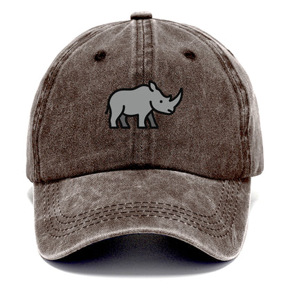 Rhinoceros - Gray with horn flat side profile - Classic Cap - Brown