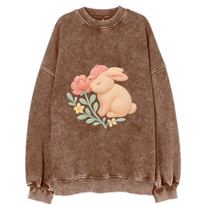 Peach Bunny - Vintage Sweatshirt - Brown